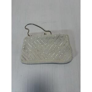 Vintage Broadway Gold Beaded Clutch Purse Japan Made Bead Bag